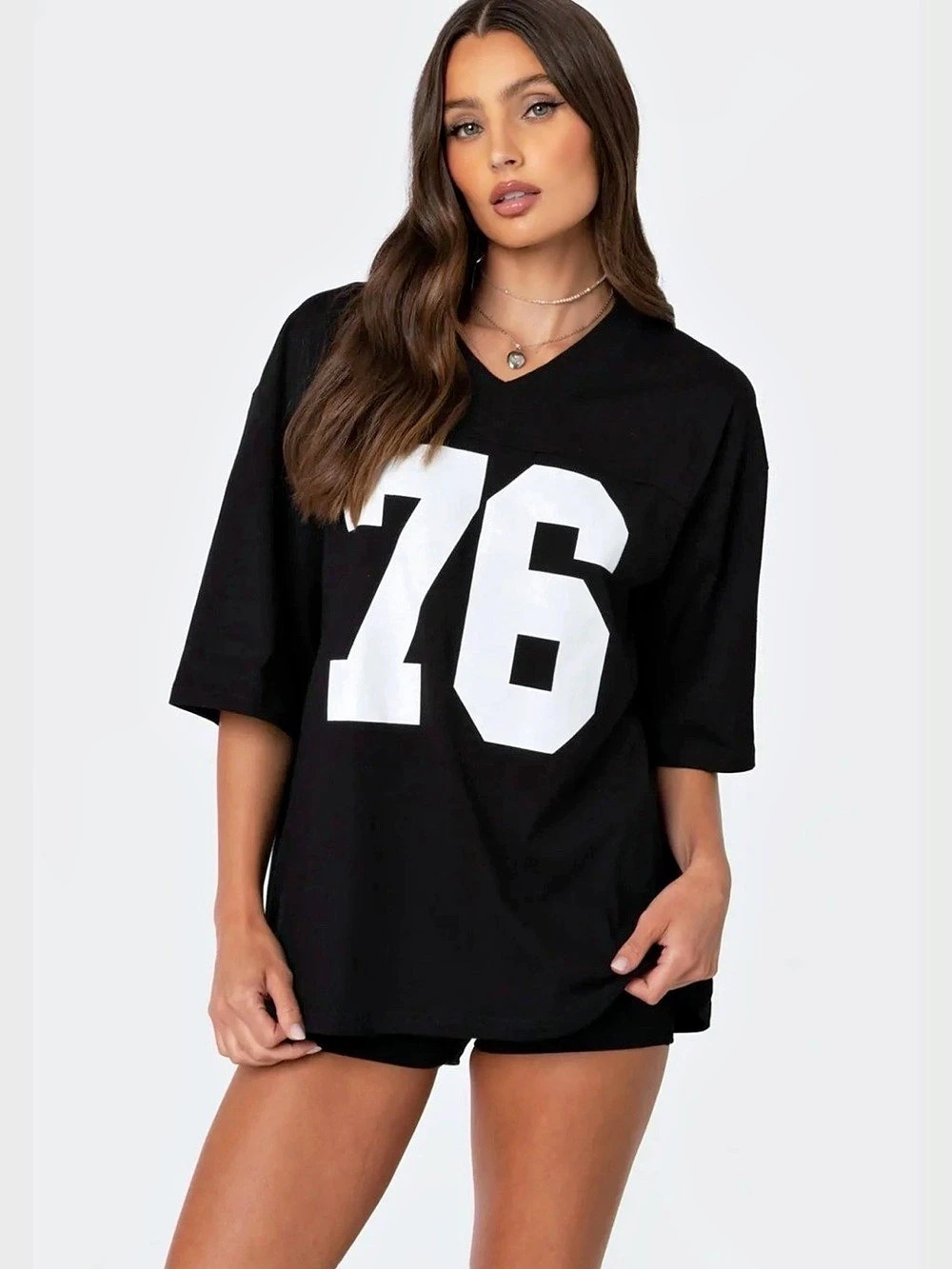 Edikted 76 Graphic Jersey Black White Cotton Graphic Jersey NWT